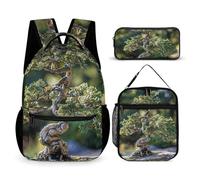 DFEPPJHG Graceful Bonsai Tree 3 Pcs Backpack Set Travel Bag Laptop Backpack with Lunch Bag Pencil Bag Casual Daypack, Graceful Bonsai Tree, One Size, Travel Backpacks