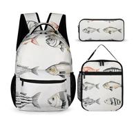 DFEPPJHG Ink Style Cod 3 Pcs Backpack Set Travel Bag Laptop Backpack with Lunch Bag Pencil Bag Casual Daypack, Ink Style Cod, One Size, Travel Backpacks