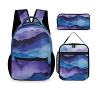 DFEPPJHG Ink Style Outline 3 Pcs Backpack Set Travel Bag Laptop Backpack with Lunch Bag Pencil Bag Casual Daypack, Ink Style Outline, One Size, Travel Backpacks