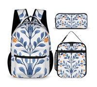 DFEPPJHG Orange Berry Pattern 3 Pcs Backpack Set Travel Bag Laptop Backpack with Lunch Bag Pencil Bag Casual Daypack, Orange Berry Pattern, One Size, Travel Backpacks