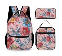 DFEPPJHG Peach Flower Drawing 3 Pcs Backpack Set Travel Bag Laptop Backpack with Lunch Bag Pencil Bag Casual Daypack, Peach Flower Drawing, One Size, Travel Backpacks