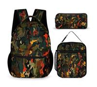 DFEPPJHG Rich Texture Pattern 3 Pcs Backpack Set Travel Bag Laptop Backpack with Lunch Bag Pencil Bag Casual Daypack, Rich Texture Pattern, One Size, Travel Backpacks