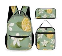 DFEPPJHG With Lemon Slices 3 Pcs Backpack Set Travel Bag Laptop Backpack with Lunch Bag Pencil Bag Casual Daypack, With Lemon Slices, One Size, Travel Backpacks