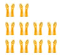 DFGBAPKBL Cleaning Gloves 10 Pairs Of Pvc Cleaning Gloves Waterproof Wear-resistant Non-slip Latex Material Housework Laundry Washing Dishes Kitchen(Oxford Yellow x10,111 * 92cm)