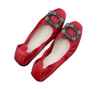 DFGBAPKBL Folding Flat Shoes for Women Women Ballet Flats Foldable Soft Slip On Woman Luxury Prom Ballerina Wedding Party Shoes(Red,4.5 UK)