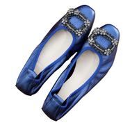 DFGBAPKBL Folding Flat Shoes for Women Women Ballet Flats Foldable Soft Slip On Woman Luxury Prom Ballerina Wedding Party Shoes(Blue,8 UK)