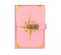 DFGBAPKBL Lockable Diary A5 Retro Password Book with Lock Diary Notebook Creative Traveler Compass Hand Ledger Student Notepad Stationery Secretly Note(Pink)