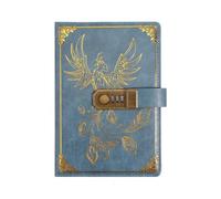 DFGBAPKBL Lockable Diary Stationery Password Notebook Diary Book Retro A5 Notebook with Lock Protecting Secrets 200 Pages Travelers Journal Student(Style1-Blue)