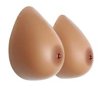 DFGGE Fake Boobs Self Adhesive Lifelike Silicone Breast Enlargement Forms Enhancer Inserts Concave Bra Pads for Crossdresser Mastectomy Prosthetic Transgender,Suntan,C cup（800g/pair）