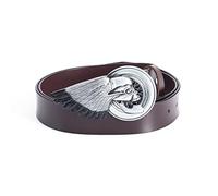 DFGGE Mens Leather Belts 38mm Black Brown for Jeans Dress Casual Work with Cool Pride Soaring Eagle And Skull Oval Silver Buckle,Coffee,95cm/waist:30"~32"