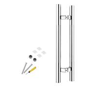 DFGHNBVC Barn Door Push Pull Door Handle Large Heavy Duty Barn Door Pull Handle Exterior Entry Glass Door Handle Bar with Screws Kit Rust Resistance Easy to Install,Silver-Long 120Cm/47.2 Inch