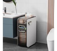 DFGHNBVC Bathroom Storage Cabinet With Drawers And Tissue Box Small Spaces Corner Shelf Organizer On Wheels For Kitchen Laundry Plastic Mobile Locker,Brown22*41.5 * 78.5Cm