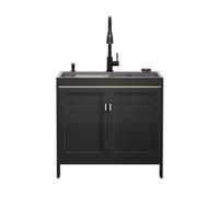 DFGHNBVC Black Utility Laundry Sink With Cabinet And Pull Out Sprayer Faucet For Kitchen Bathroom Basement 29.5X17.7In,One Color65X45Cm/25.6X17.7In