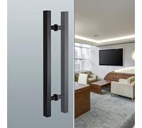 DFGHNBVC Brushed Stainless Steel Anti-Rust Square Door Pull Handle for Glass Barn Doors 120Cm 90Cm Durable Gold Finish, Perfect for Iron/Wood Applications,Matte Black-80Cm (32