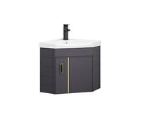 DFGHNBVC Ceramic Wall Mount Vessel Sink Set For Small Bathroom Space - Corner Basin Sinks With Vanity Cabinet Combo, Modern Bathroom Decor,Without Mirror38Cm,Without Mirror38Cm