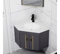 DFGHNBVC Ceramic Wall Mount Vessel Sink Set For Small Bathroom Space - Corner Basin Sinks With Vanity Cabinet Combo, Modern Bathroom Decor,Without Mirror55Cm,Without Mirror55Cm