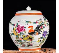 DFGHNBVC Chinoiserie Portable Ceramic Tea Pot Storage Tank Chinese Storage Pot Candy Pot Ginger Pot Decorative Craft Decoration Items,F
