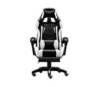 DFGHNBVC Computer Chair High Back Pu Gaming Desk Chair With Footrest Reclining Ergonomic Racing Office Chair Height Adjustable With Headrest And Massage Lumbar Pillow,Black Red，Black White
