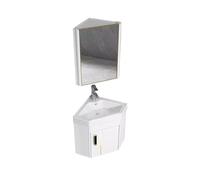 DFGHNBVC Corner Bathroom Cabinet With Sink, Three-Layer Storage Mirror Cabinet For Small Spaces, Space-Saving Solution,White-43Cm