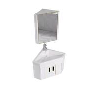 DFGHNBVC Corner Bathroom Cabinet With Sink, Three-Layer Storage Mirror Cabinet For Small Spaces, Space-Saving Solution,White-48Cm