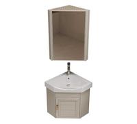 DFGHNBVC Corner Bathroom Vanity Sink Combo, Space-Saving Wall Mounted Design With Mirror Cabinet And Faucet, Ideal For Small Bathrooms,Beige-38Cm/15In