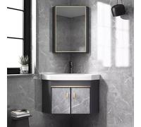 DFGHNBVC Corner Bathroom Vanity Sink Set With Ceramic Sink And Mirror Cabinet, Space-Saving Wall Mount Design For Restaurants, Bars, Cafes,48Cm