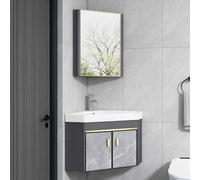 DFGHNBVC Corner Wall Mounted Bathroom Cabinet With Sink Mirror Floating Ceramic Washing Station With Storage Space Aluminum 48Cm/18.8In Modern Bathroom Set