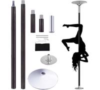 DFGHNBVC Dance Pole Extension Tube Pink Stripper Pole Kit, Practice Fitness Pole For Exercise Home Club Gym, 45Mm Heavy-Duty Stainless Steel Pole, Load 440 Lbs,Black-2.7M-2.9M/9Ft-9.4Ft