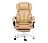 DFGHNBVC Desk Gaming Chair With Footrest High Back Ergonomic Adjustable Racing Chair Double Padded Cushion With Massage Lumbar Support,Gray White，Khaki