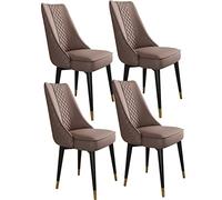 DFGHNBVC Dining Chairs Dining Chairs Set Of 4 Kitchen Chairs With Super Fiber Leather Seat Back Modern Mid Century Side Chairs With Metal Legs,Brown-One Size