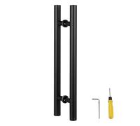 DFGHNBVC Double-Sided Push Pull Door Handles, 304 Stainless Steel Sliding Handle for Wooden/Glass Doors, Gold Finish, 100Cm Ideal for Interior Exterior Shower Doors,Black-120Cm(47 1/4