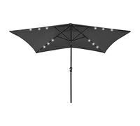 DFGHNBVC Garden Parasol With Led Lights, Crank Tilt, Uv Protective Polyester Outdoor Umbrella, Powder-Coated Steel Pole, 2X3M Green For Patio Deck Terrace,Anthracite