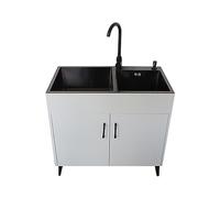 DFGHNBVC Kitchen Sink,One-Piece Sink With Cabinets,Freestanding Commercial Kitchen Sink With Pull Out Faucet,Professional 201 Stainless Steel Sink Black.99,4185 White 78X43X78Cm