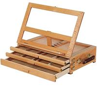 DFGHNBVC Large Adjustable Artist Tabletop Sketchbox Easel- Multi-Function Solid Beech Wood Storage Box Easel With 3-Drawer For Artist, Art Students Beginners Exhibit