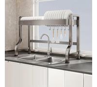 DFGHNBVC Large Capacity Dish Drainer Double-Tier Dish Drainer Over The Kitchen Sink Adjustable In Three Positions Space-Saving Gunmetal Gray,Gun Gray Single Layer-84Cm/33In