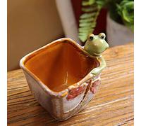 DFGHNBVC Mini Ceramic Frog Statue Succulent Plants Plastic Ceramic Pot Fake Plants For Bathroom House Home Decor Faux Decorations Arrangement,A