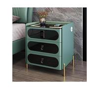 DFGHNBVC Modern Bedside Table With Wireless Charging Usb Ports And Locking Drawer 3 Drawer Nightstand Cabinet For Bedroom Orange Wood End Table，Green-40Cm/15.7In