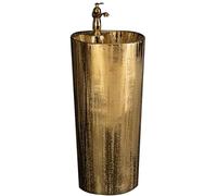 DFGHNBVC Modern Freestanding Round Ceramic Sink One-Piece Design Bathroom Basin Single Faucet Hole No Overflow Stylish Space-Saving Wash Sink For Home,3652