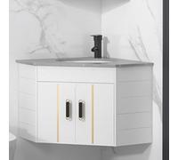 DFGHNBVC Modern Wall Mounted Corner Bathroom Vanity Cabinet With Utility Sink For Small Spaces Gray And White Color Scheme Ideal For Home Kitchen Or Patio Room,6836 Gray White One Size