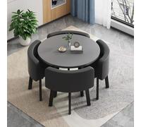 DFGHNBVC Office Reception Negotiation Table And Pu Leather Chair Set, Modern Round Dining Table Set, Space Saving Furniture, Easy To Assemble, For Coffee Shop Milk Tea S