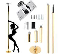 DFGHNBVC Professional Dancing Pole 2.2M-3.7M Gold Fixed Plate Stripper Pole, Heavy Duty Dancing Practice Pole For High Ceiling, Permanent Pole Dance Bar With Complete Set,2.7M-3.2M