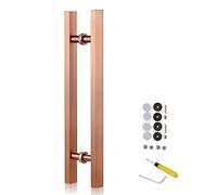 DFGHNBVC Pull Push Shower Kitchen Door Pulls Door Handle Metal Door Knob for Wood Glass Metal Doors,Solid Square Garden Sheds Shower Door Handle Double Sided Include Fittings,Rose Gold-100Cm/39.4