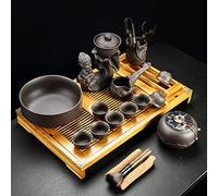DFGHNBVC Purple Sand Automatic Kung Fu Tea Set, Simple Household Tea Cup Lazy Tea Maker Tea Tray Tea Tray, One Tea Tray, 6 Tea Cups And 1 Tea Jar,B