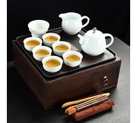 DFGHNBVC Retro Square Storage Box Multifunctional Storage Tea Tray Kung Fu Tea Set Home Tea Tray,Easy Drainage,Double Layer Design,G