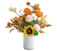 DFGHNBVC Simulation Flower Dried Flower Hand Artificial Flower Bouquet With Marble Vase Silk Fabric Simulation Flower Decoration Flower Arrangements Home Kitchen Bedroom