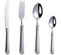 DFGHNBVC Spoons And Forks Set, 16 Pieces Thickened Tableware Set Hammered Stainless Steel Steak Knife, Fork And Spoon For Home Use,Black 4 Pieces For 1