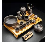 DFGHNBVC Tea Serving Tray, Purple Sand Automatic Tea Set Lazy Tea Maker Home Kung Fu Tea Cup Tea Tray Complete Set,B