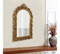DFGHNBVC Wall Mirror Retro Entryway, Vintage Carved Arched Wall Mirror 30X46 Inches Antique Gold/Antique Silver,Gold,Gold
