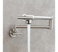 DFGHNBVC Wall Mounted Cold Water Kitchen Tap Brass Folding Swivel Faucet Single Hole For Bathroom Mop Sink Chrome Finish Durable Stylish Design,6168 Brushed A