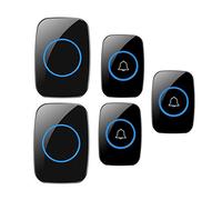 DFGHNBVC Waterproof Led Home Wireless Doorbell, 1000 Feet Long Range Door Chime,3 Push Button+2 Receivers,36 Ringtones,4 Volume Levels,Easy Install For Home/School/Office,White,White,Black